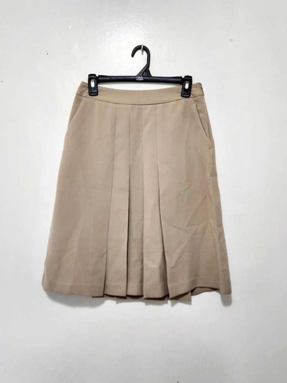 Violets & Roses Pleated A-Line Skirt in Beige Size 4 Like New